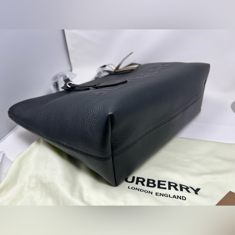 Burberry Ardwell Logo Embossed black Leather shopping Tote - Picture 13 of 16